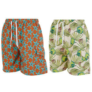 iBerryNY Men Swimming Trunks, Cargo Board Shorts Swim Suit Lining, 2-Pairs